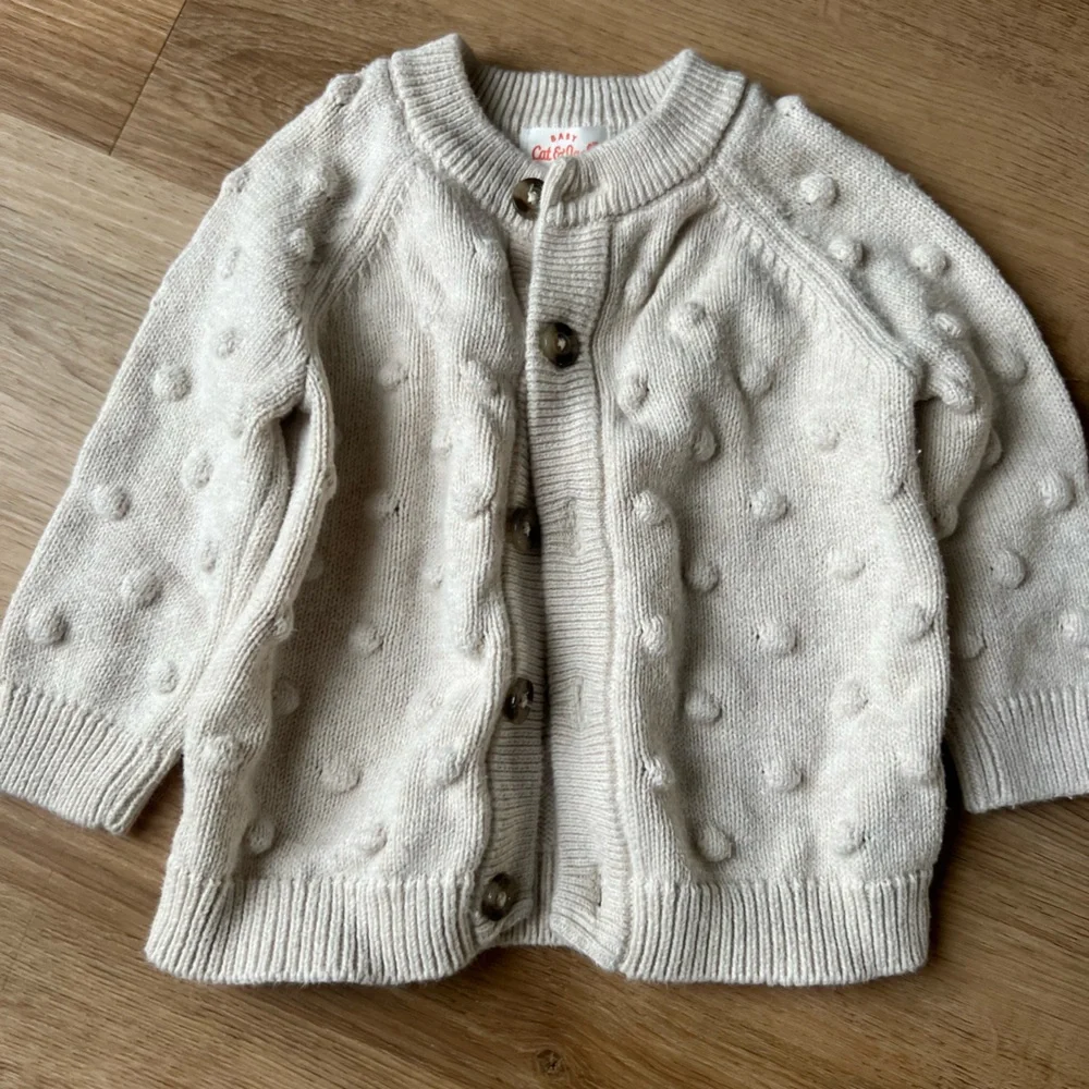 Cat & Jack Blue Denim and Cream Knit Kids Jackets - Picture 2 of 3